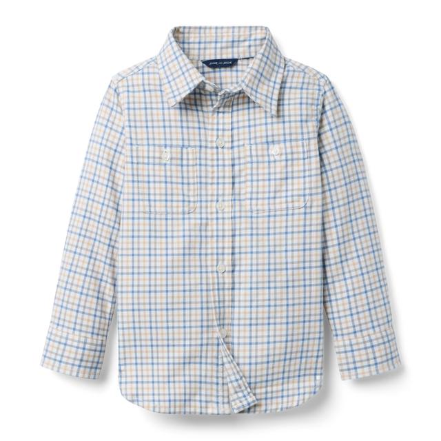 Janie and Jack | Plaid Flannel Shirt - Grey / 3