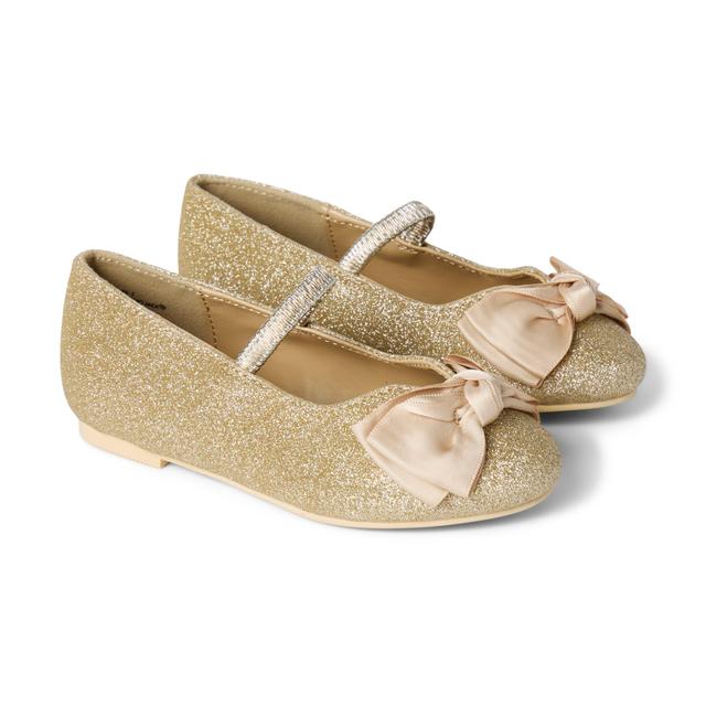 Janie and Jack | Sparkle Bow Ballet Flat - Gold / 5