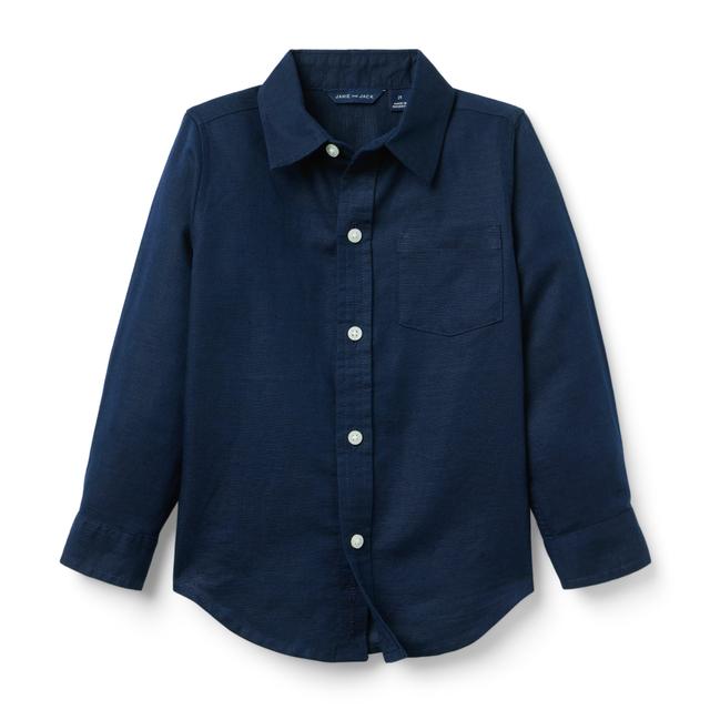 Janie and Jack | The Linen-Cotton Shirt - Navy / 7