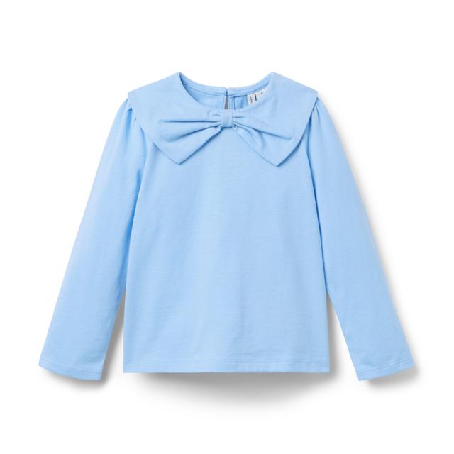 Janie and Jack | Bow Collared Top - Blue / 12-18m