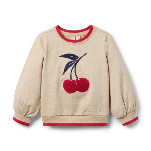 Janie and Jack | Cherry Sweatshirt - Tan / 12-18m