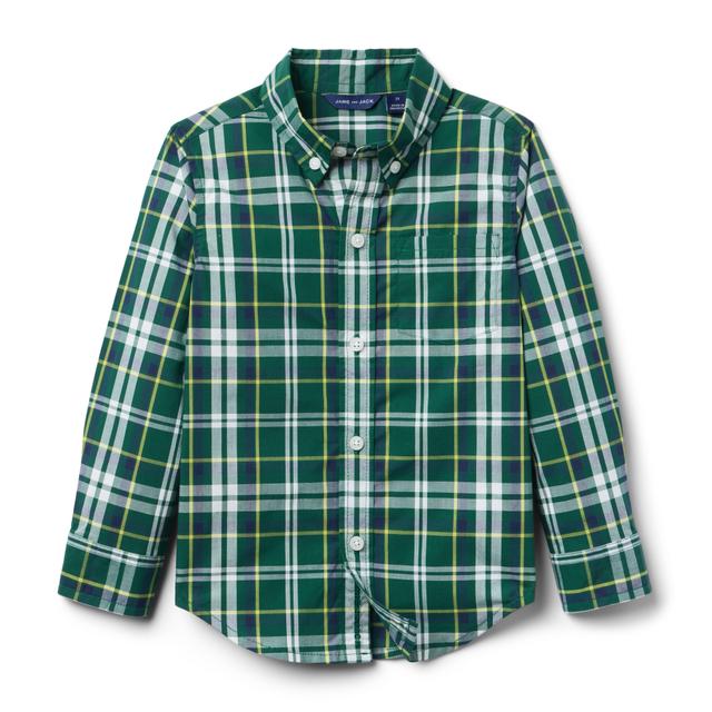 Janie and Jack | Plaid Poplin Shirt - Green / 2T