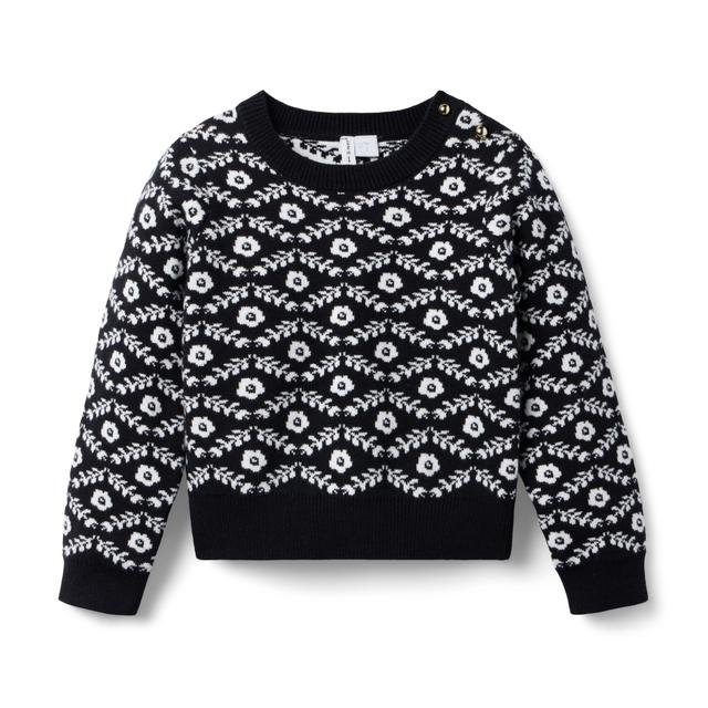 Janie and Jack | Floral Jacquard Sweater - Black / 12-18m