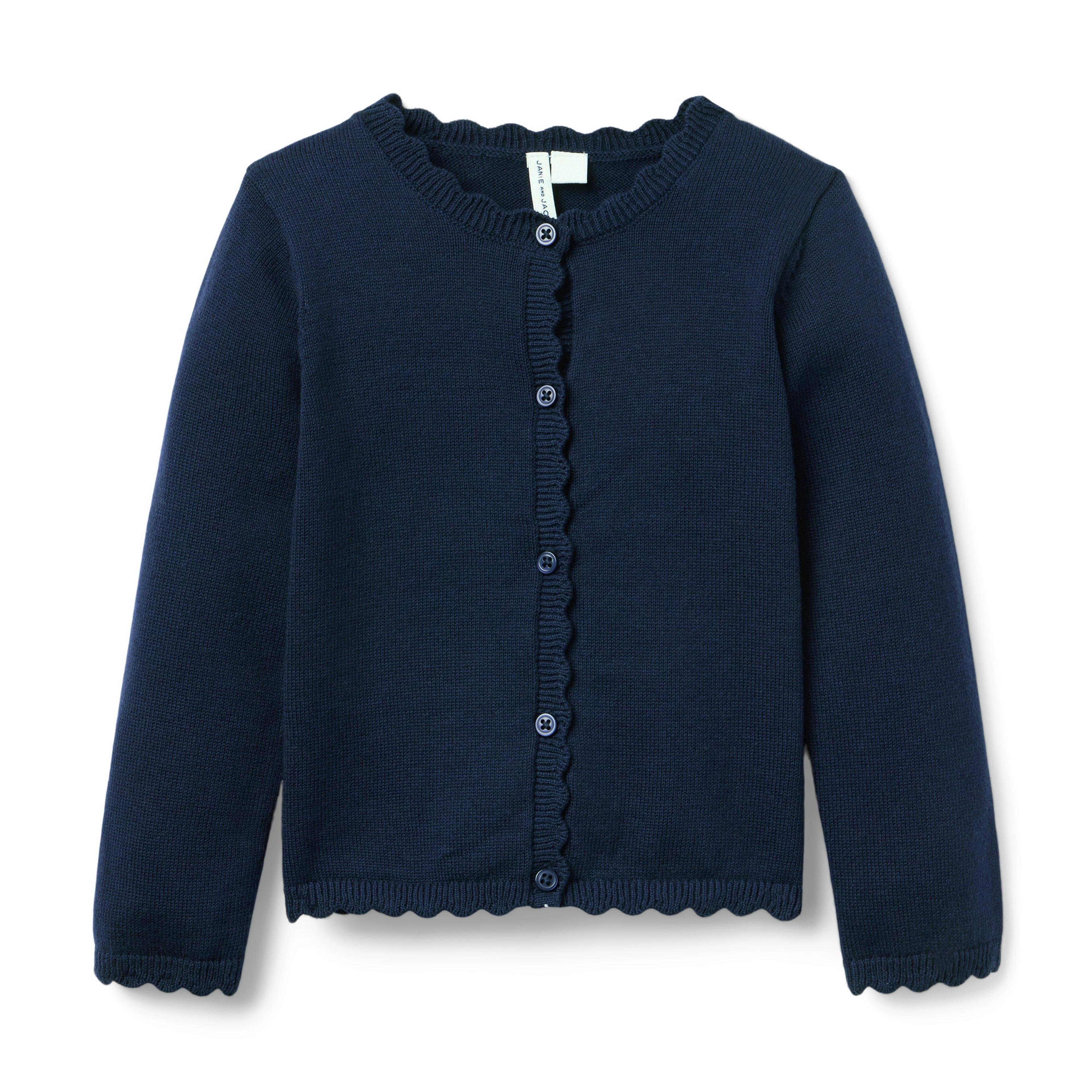Janie and Jack | The Scalloped Trim Cardigan - Navy / 6-12m