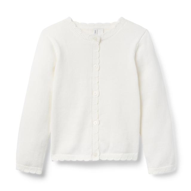 Janie and Jack | The Scalloped Trim Cardigan - White / 14