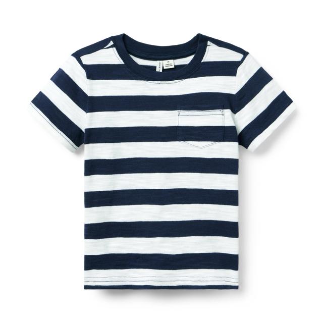 Janie and Jack | The Striped Slub Tee - Navy / 5