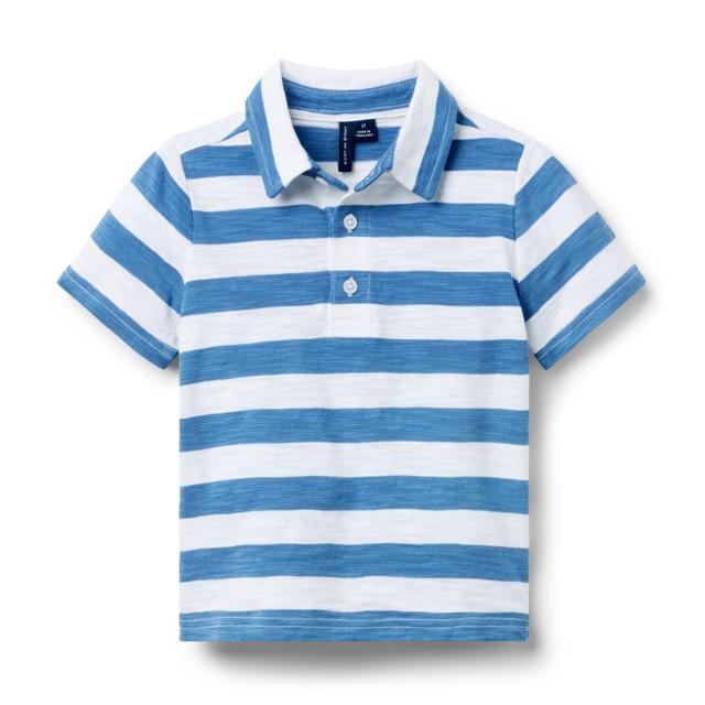 Janie and Jack | The Striped Slub Polo - Blue / 6-12m