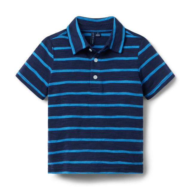 Janie and Jack | The Classic Striped Pique Polo - Navy / 12-18m