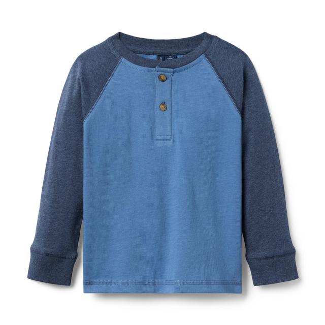 Janie and Jack | Colorblock Henley Tee - Blue / 6-12m