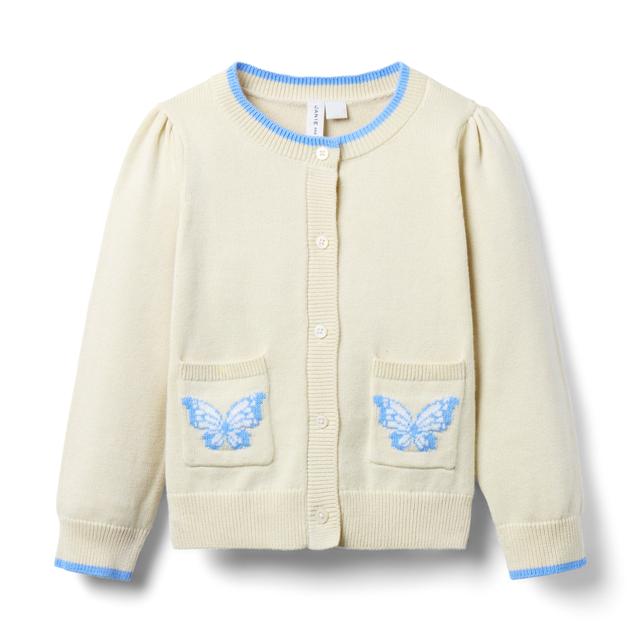 Janie and Jack | The Butterfly Pocket Cardigan - Beige / 18-24m