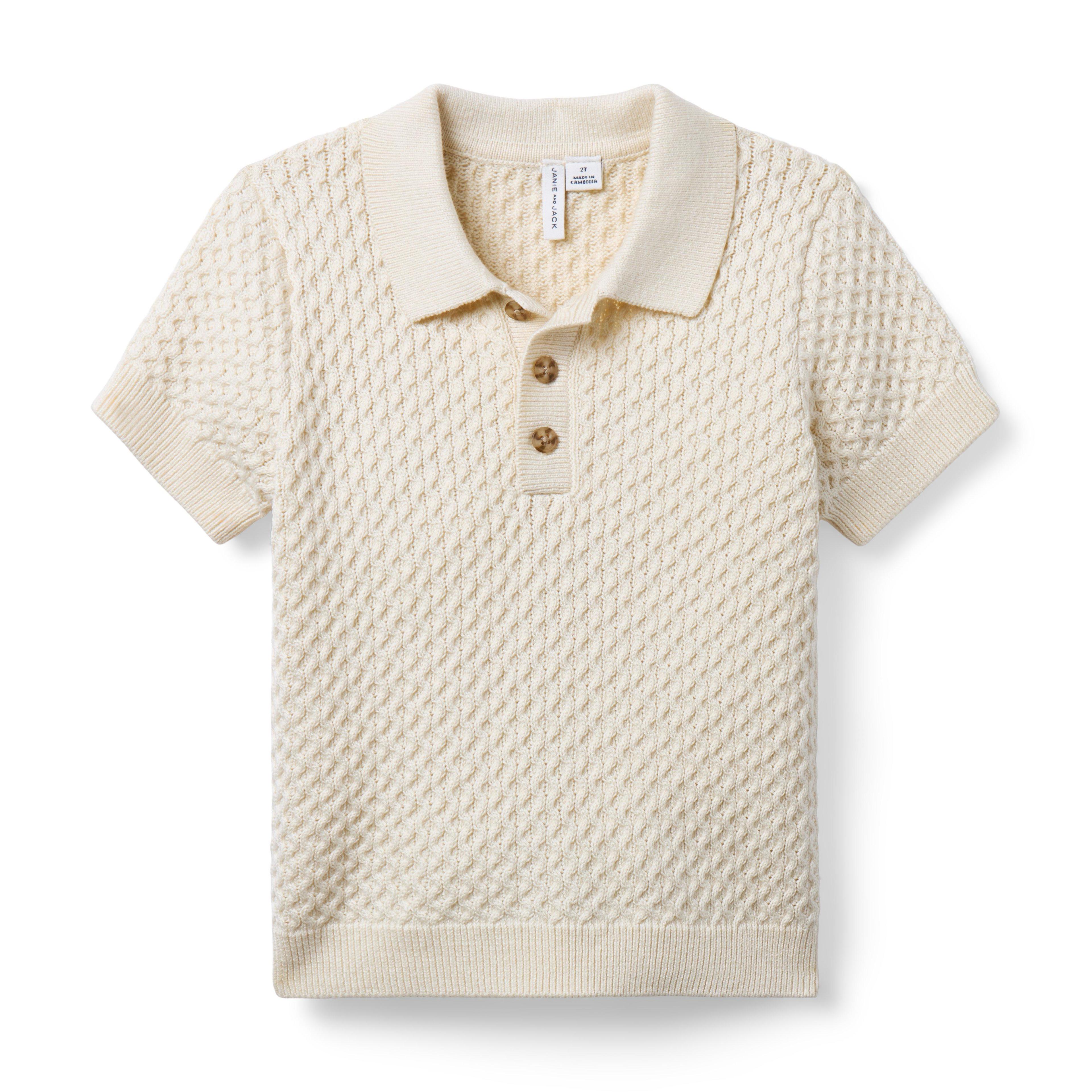 Janie and Jack | Textured Knit Polo - Beige / 12-18m