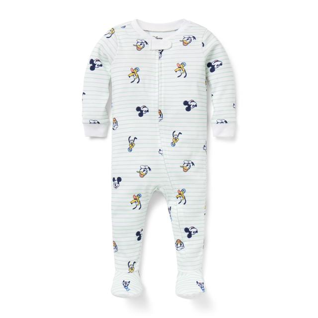Janie and Jack | Baby Good Night Footed Pajama In Disney Friends Stripe - White / 18-24m