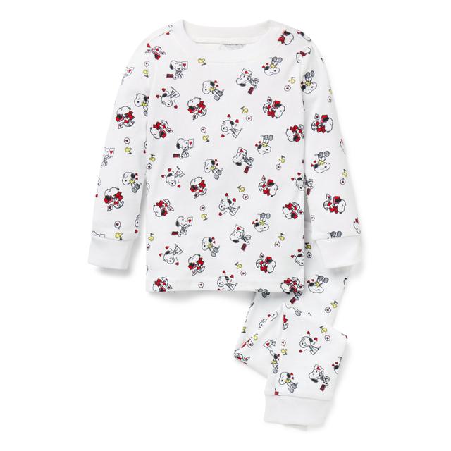 Janie and Jack | Good Night Pajama In Peanuts Valentine - White / 2T