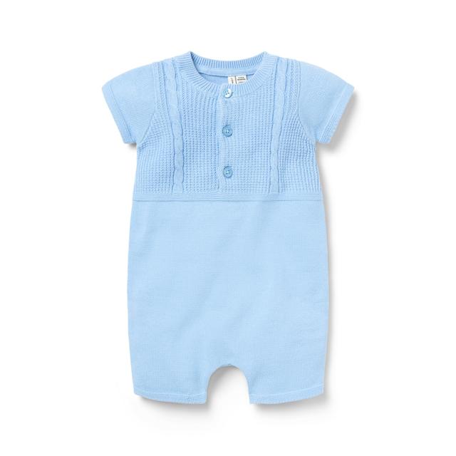 Janie and Jack | Baby Cable Knit Romper - Blue / 3-6m