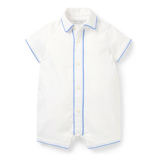 Janie and Jack | Baby Piped Romper - White / 3-6m