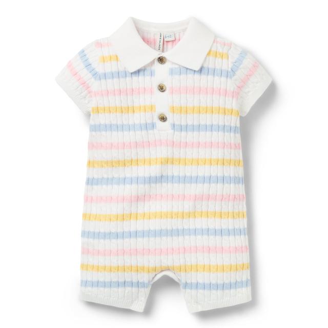 Janie and Jack | Baby Striped Sweater Knit Romper - White / 6-12m