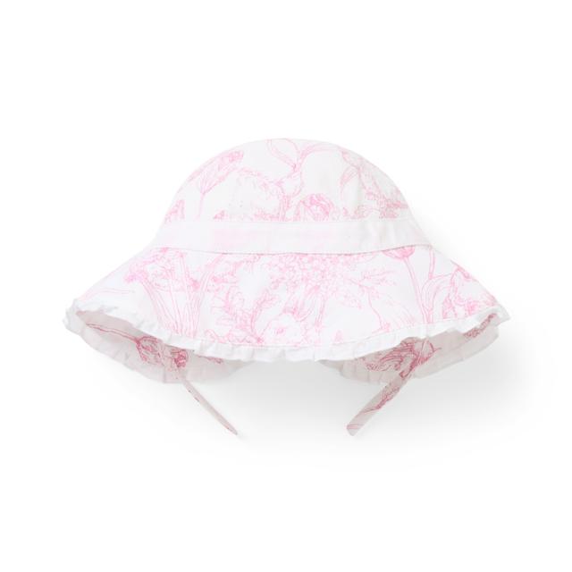 Janie and Jack | Baby Bunny Toile Sun Hat - Pink / 3-6m