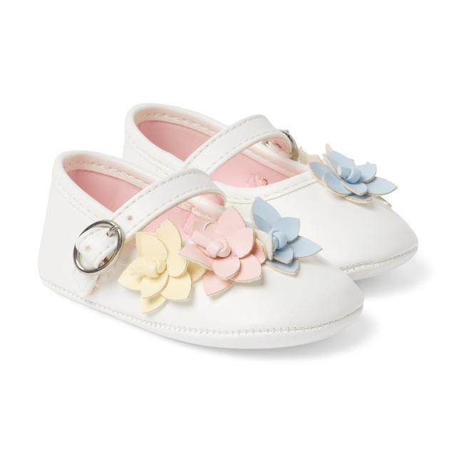 Janie and Jack | Baby Rosette Ballet Flat - White / 12-18m