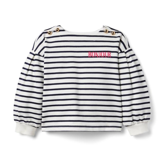 Janie and Jack | Bonjour Stripe Sweatshirt - Navy / 7