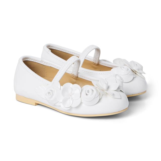 Janie and Jack | Rosette Ballet Flat - White / 6