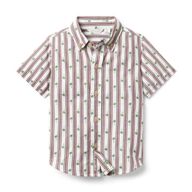 Janie and Jack | Palm Stripe Jacquard Shirt - White / 6-12m