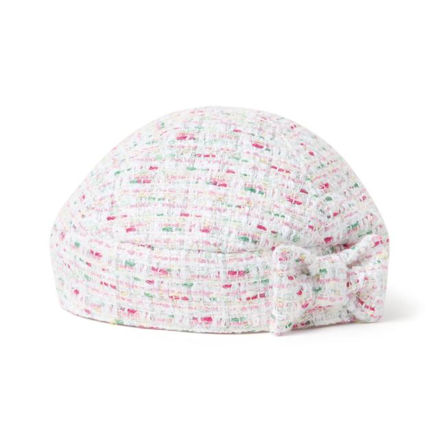Janie and Jack | Tweed Bow Beret - White / 12-24m
