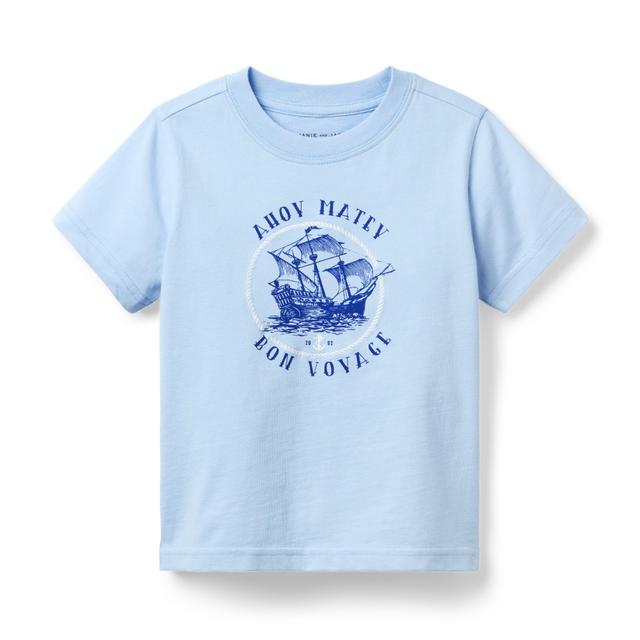 Janie and Jack | Ahoy Matey Tee - Blue / 4