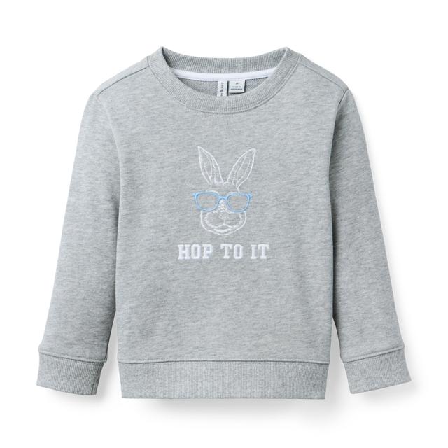 Janie and Jack | Embroidered Bunny Sweatshirt - Grey / 8