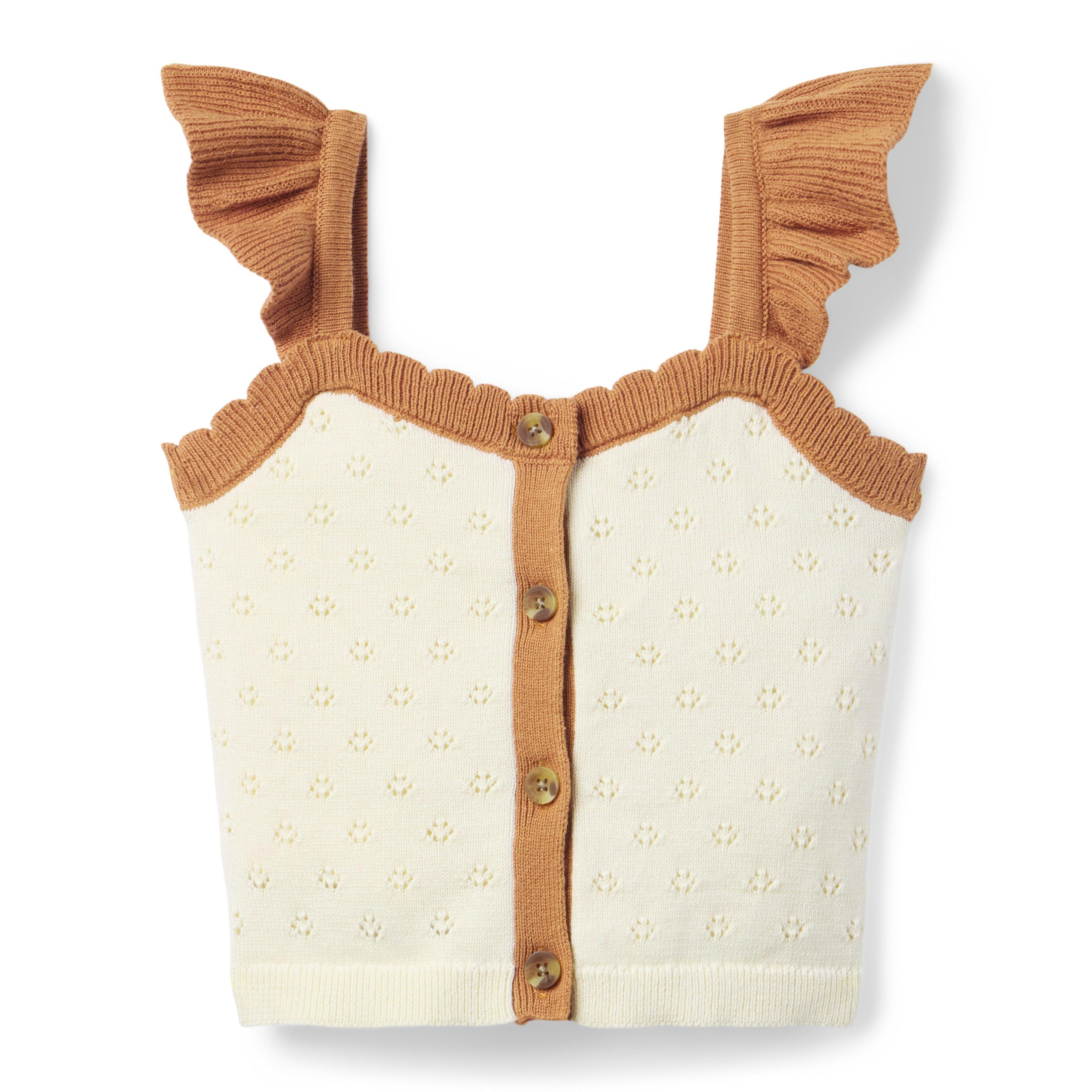 Janie and Jack | Pointelle Scalloped Sweater Top - White / 16