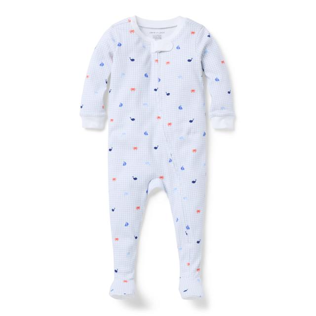 Janie and Jack | Baby Organic Cotton Sea Friends Footed Pajama - White / 3-6m