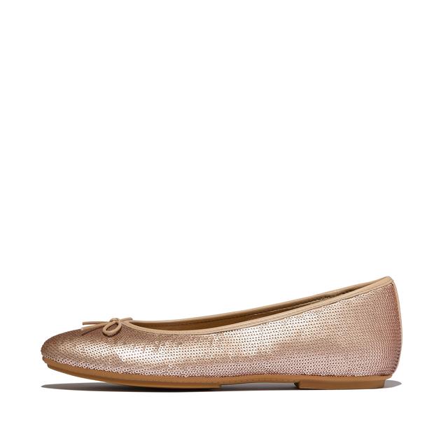 Women DELICATO Bow Sequin Ballerinas Leather/Pet