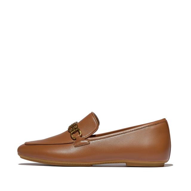 Women DELICATO Square-Chain Soft Leather Loafers