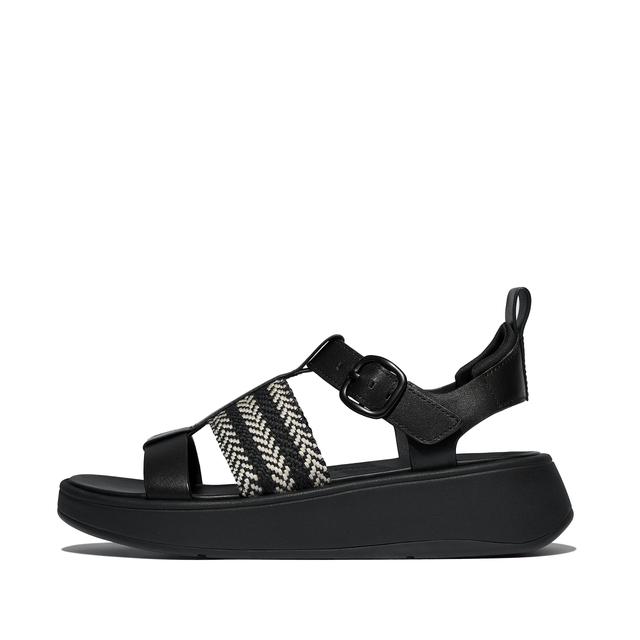 Women F-MODE Weave/Leather Fisherman Sandals Leather/Webbing