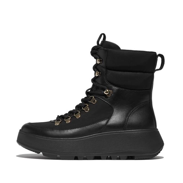 Women F-MODE Water-Resistant High-Tech Hiker-Lace Flatform Ankle Boots Leather/Polyester Mesh/Nylon Webbing, Markdown