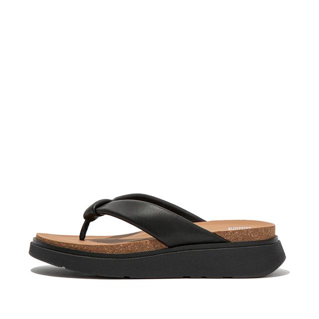 FitFlop GEN-FF Padded-Strap Leather Toe-Post Sandals, Outlet, All Black, Size: US 6
