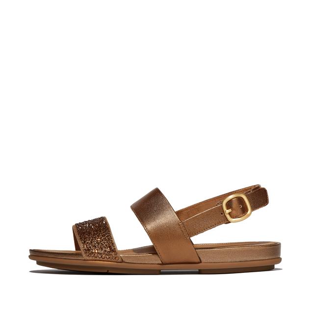 Women GRACIE Crystal-Mix Leather Back-Strap Sandals Leather Crystal Covered Microfibre