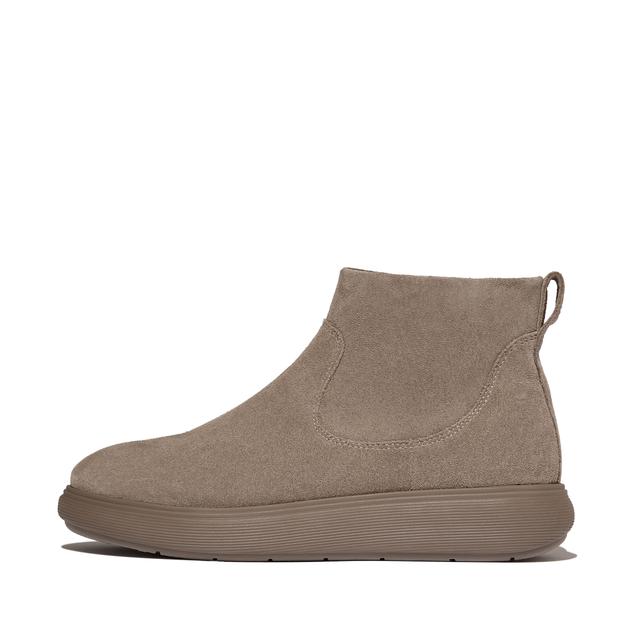 FitFlop iQ-COMFF Suede Zip Ankle Boots, Outlet, Taupe, Size: US 8.5