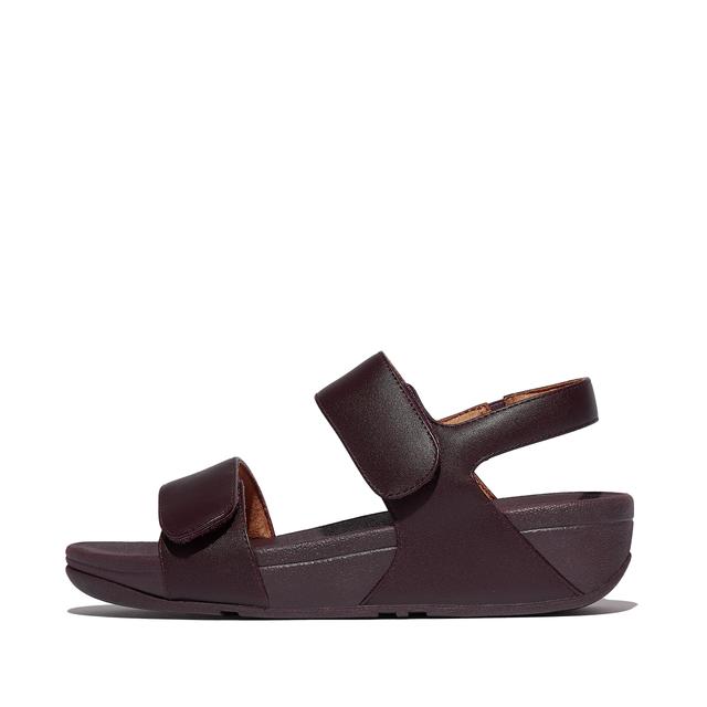 FitFlop LULU Adjustable Leather Back-Strap Sandals, Outlet, Plummy, Size: US 6