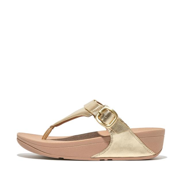 Women LULU Adjustable Metallic-Leather Toe-Post Sandals