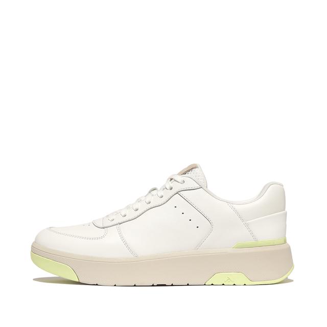 FitFlop RALLY EVO Leather Sneakers Leather Mesh Suede, Outlet, Urban White Lime, Size: US 11