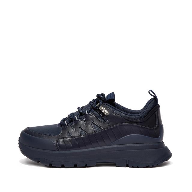 FitFlop NEO-D-HYKER Leather-Mix Walking Sneakers Leather/Pet Nylon/Tpu, Outlet, All Navy, Size: US 8
