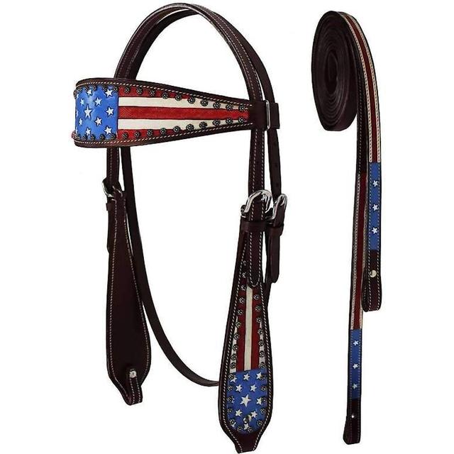 Tahoe Tack Western Patriotic American Flag Horse Browband Headstall & Reins, Pony