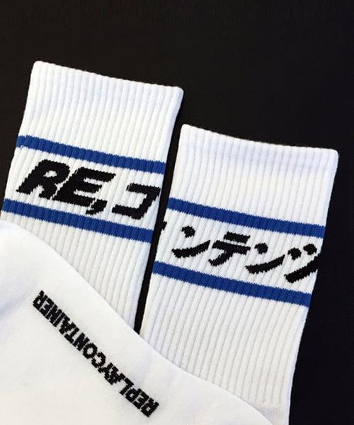 blue line socks (white) [WHITE]