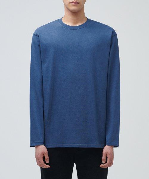 Basic Long Sleeve T-Shirt [Grayish Blue] [DARKNAVY]