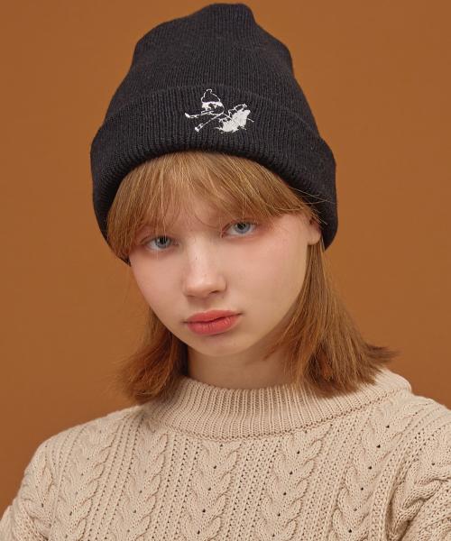 GEPPETTO EMBROIDERED BEANIE BLACK [BLACK]