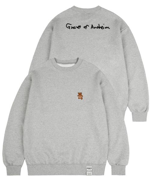 [UNISEX] SMALL BEAR BACK LOGO WHITE CLIP SWEATSHIRT_GRAY [BLACK]