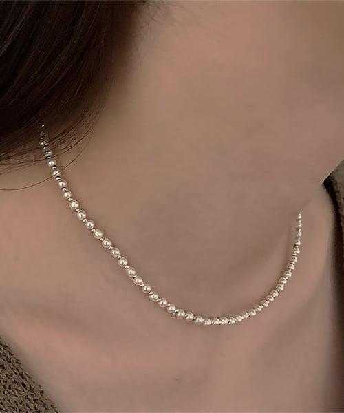 SF009 Basic Pearl Silver Ball Necklace [SILVER]