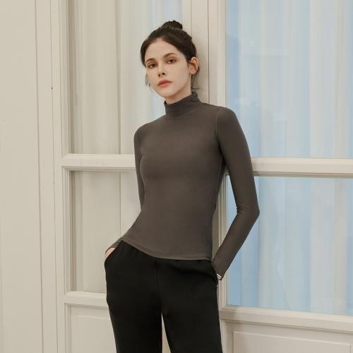 [SWT20011-03] Softwarm High Neck T-Shirt Charcoal Brown [DARKGREY]