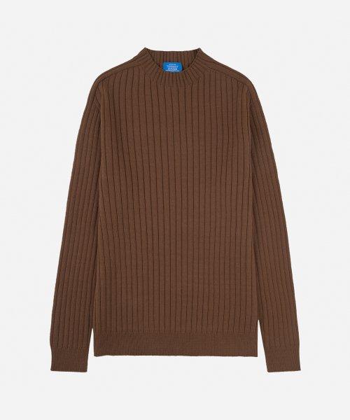 Commander ribbed garment round knit brown [BROWN]