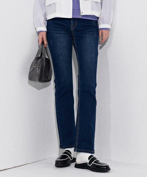 Women's Hidden Banding Bootcut Denim-BARG2351B0N [DARKBLUE]